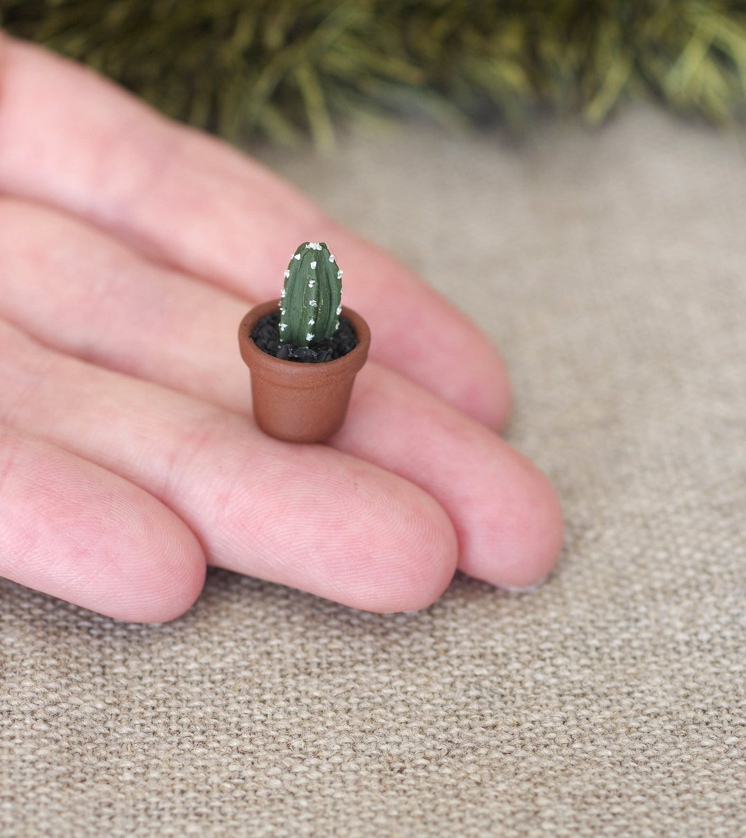 Miniature cactus in a pot. Flower in a pot. - 桌游/玩具 - 粘土 多色