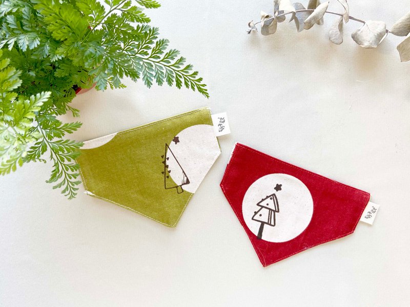 【圣诞限定】小树宠物领巾 - 衣/帽 - 棉．麻 红色