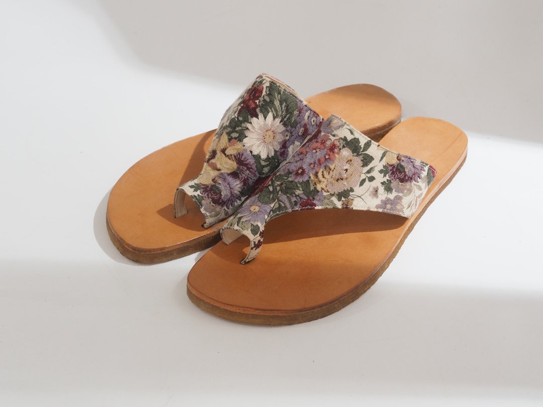 展示品出清 - 爱花sandals Eu41# - 拖鞋 - 棉．麻 咖啡色