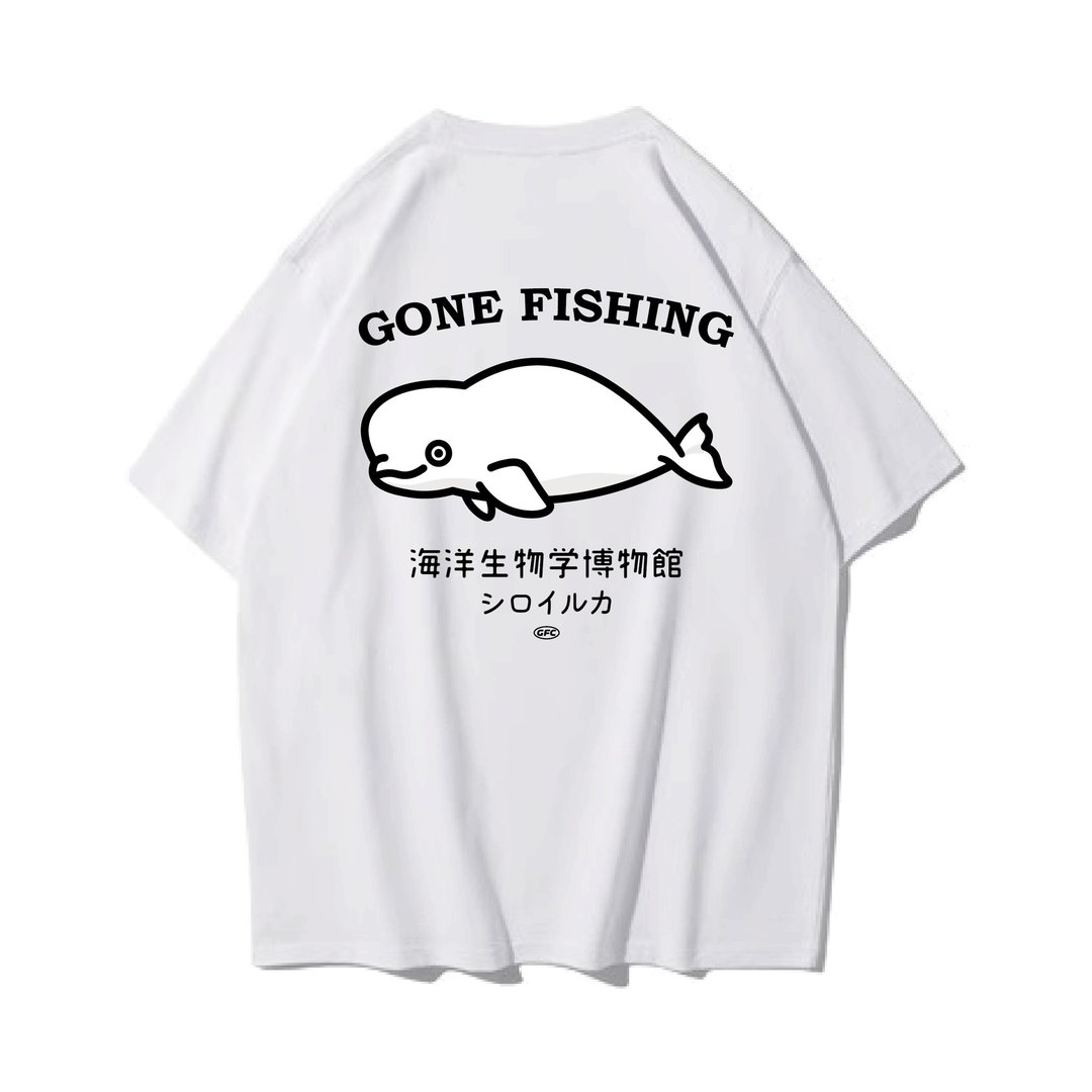 BELUGA WHALE / 梦幻白鲸 - 中性连帽卫衣/T 恤 - 棉 白色