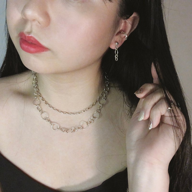 || chun x chun || × seaweed × 925纯银泡沫项链 - 锁骨链 - 纯银 银色