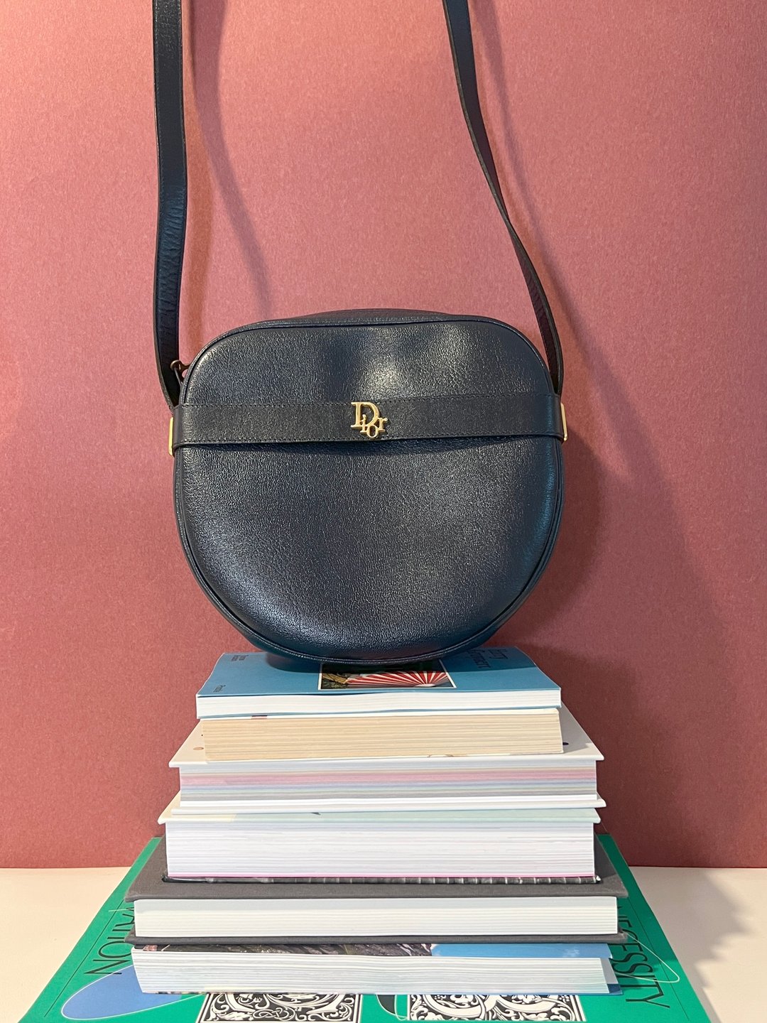 Christian Dior Shoulder Bag中古美品深蓝色皮革侧肩包斜背袋 - 侧背包/斜挎包 - 真皮 蓝色