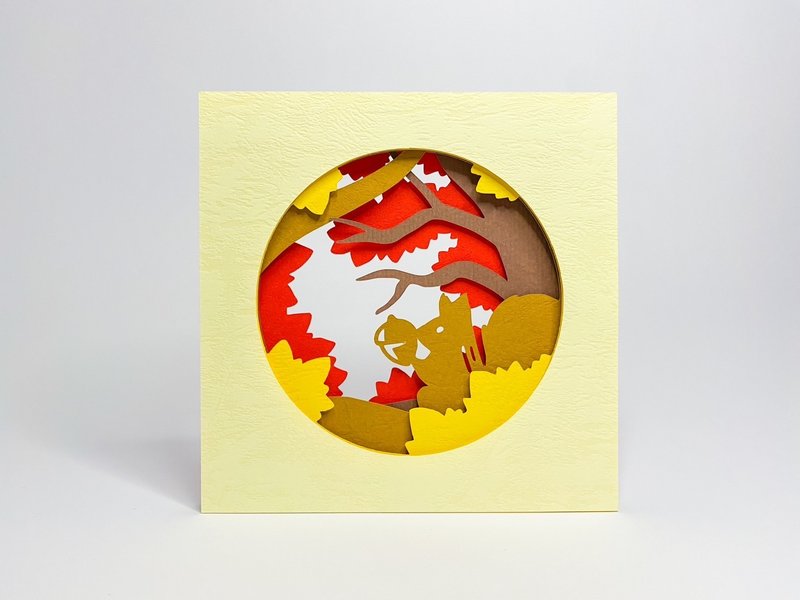 【秋日松鼠】立体纸雕材料包 - 木工/竹艺/纸艺 - 纸 橘色