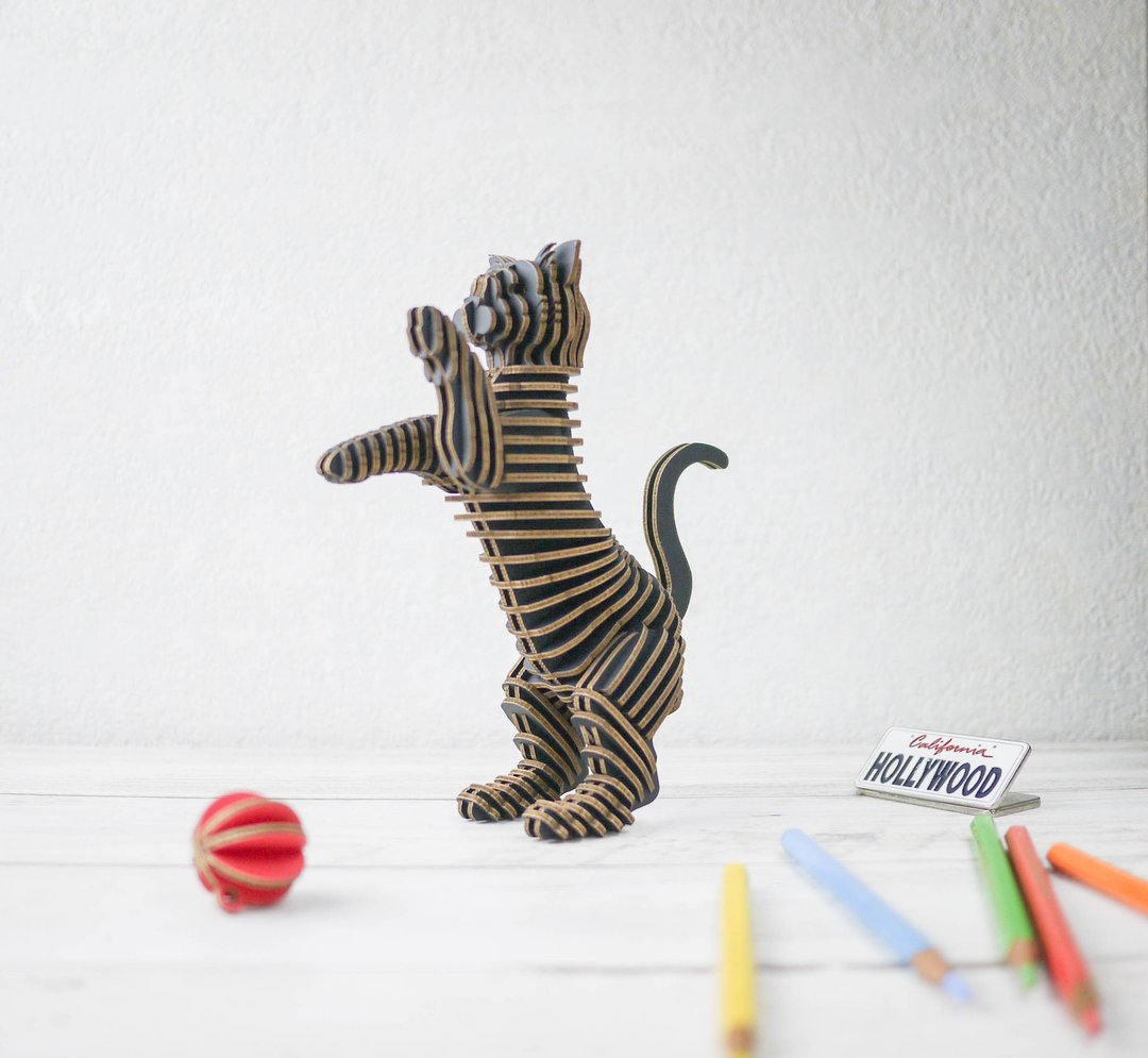 HAPPY CAT 猫 语系列 3D 手作 DIY 居家摆饰 黑色 - 木工/竹艺/纸艺 - 纸 黑色