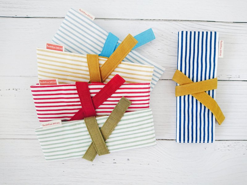 缤纷糖果条纹 笔袋 (大) - 铅笔盒/笔袋 - 棉．麻 多色