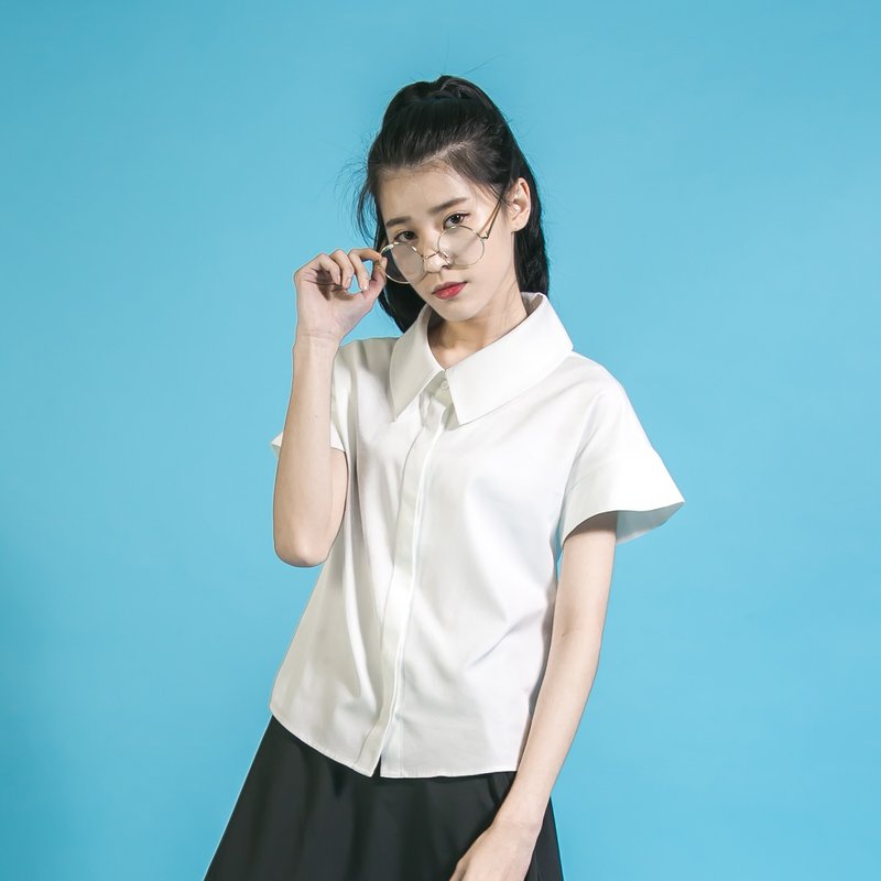 SU:MI said Philosopher_哲学家宽袖衬衫_6SF020_白 - 女装衬衫 - 棉．麻 白色