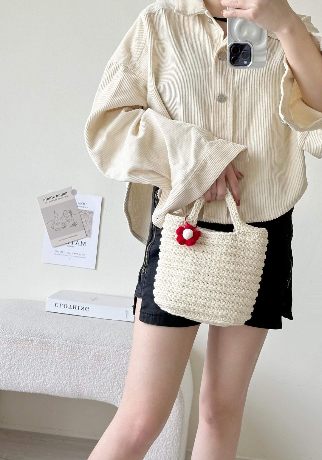 手挽包【Crochet bag】 - 手提包/手提袋 - 棉 