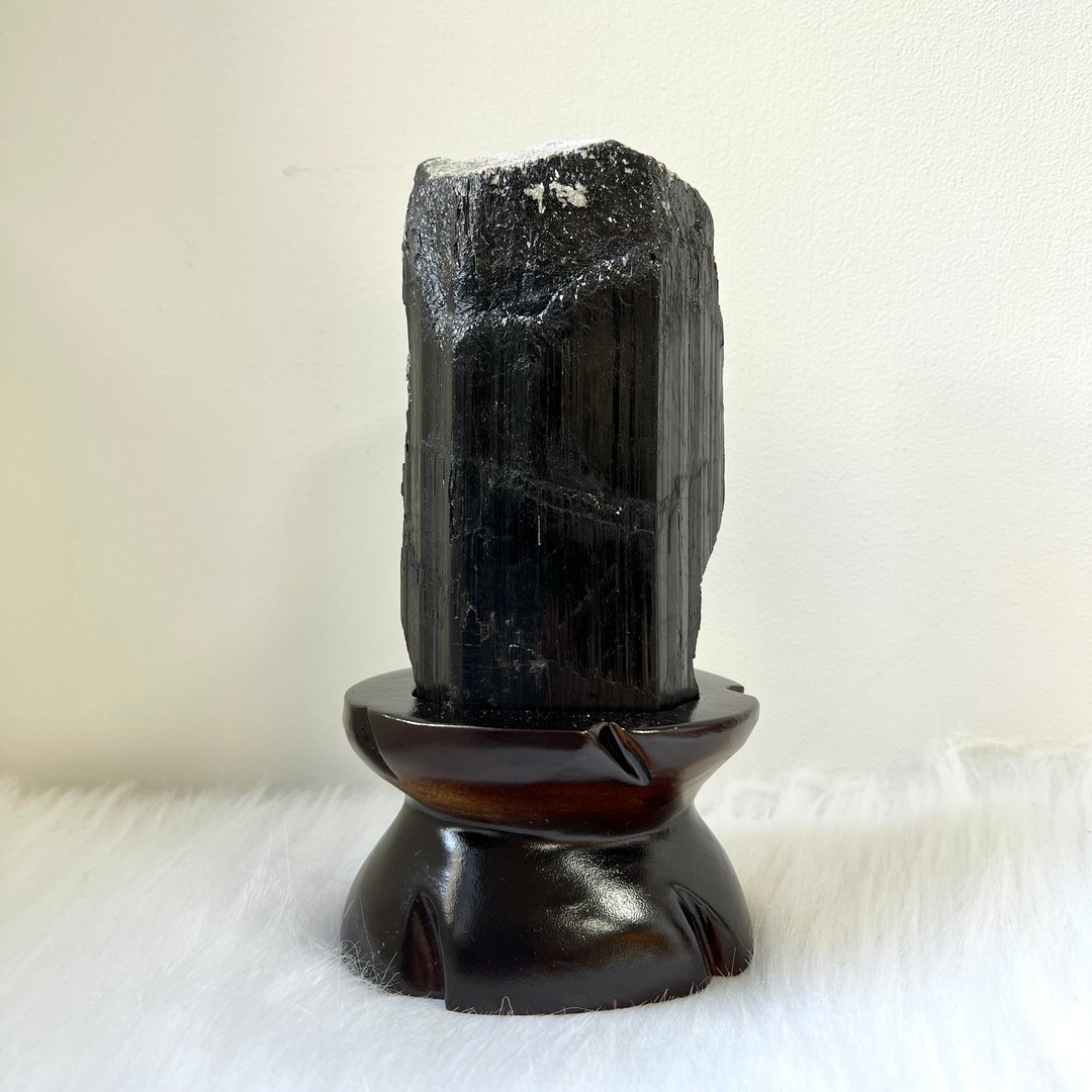 黑碧玺原石连订造底座 | 水晶 | 水晶原石 | 水晶摆件 - 摆饰 - 水晶 黑色