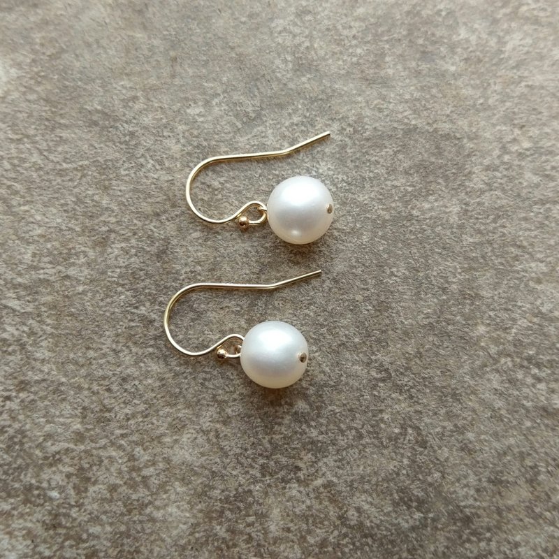 14k包金耳针淡水珍珠耳环 - 耳环/耳夹 - 其他金属 