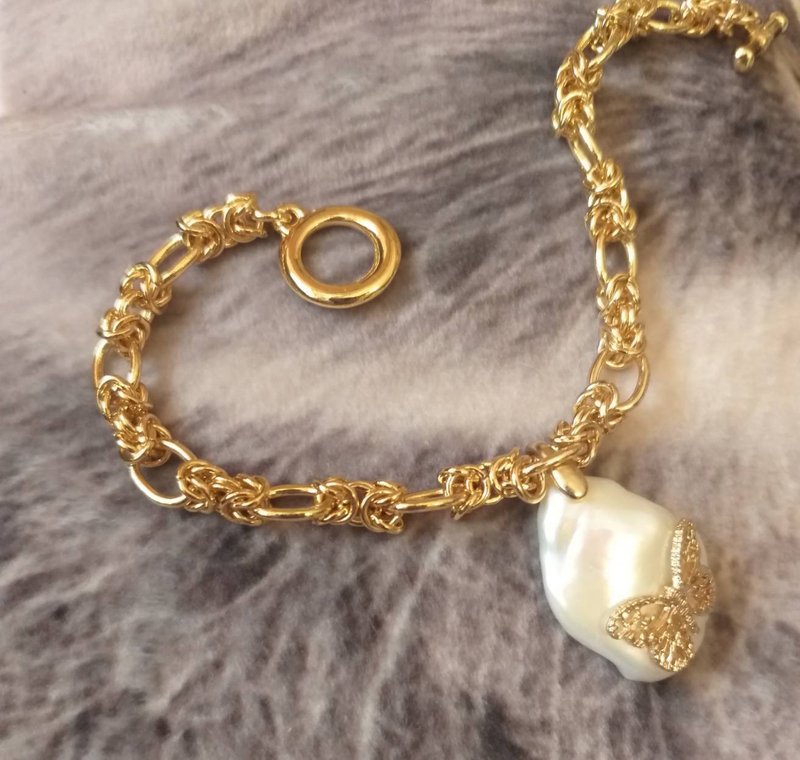 【T. Label Nature系列】天然巴洛克珍珠 限量单品 手链 轻珠宝 - 手链/手环 - 珍珠 银色