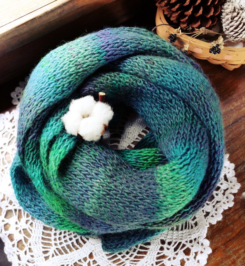 【现货】手作-绿野仙踪-毛线围巾 - 围巾/披肩 - 羊毛 绿色