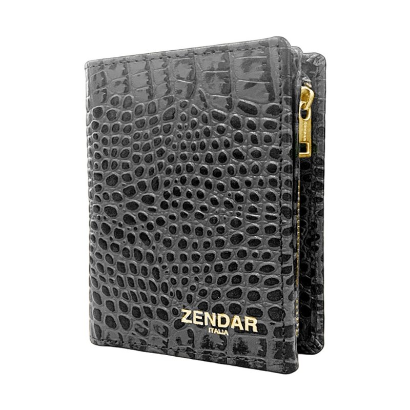 ZENDAR 限量1折 顶级小牛皮鳄鱼纹拉链短夹 全新专柜展示品 - 皮夹/钱包 - 真皮 灰色