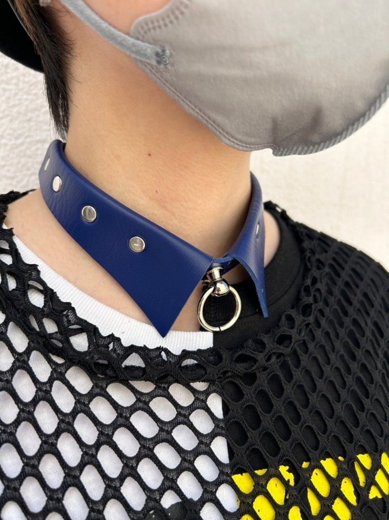 颈圈/黑色/紫色/蓝色/红色/hellcatpunks/hcp-ac-0190 - 颈链 - 人造皮革 蓝色