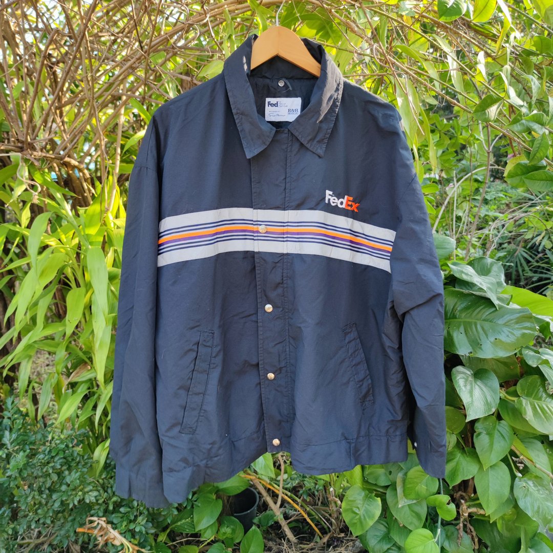 Vintage 90s FedEx Stan Herman Federal Express  Full Zip All Weather Reflective J - 男装外套 - 其他材质 黑色