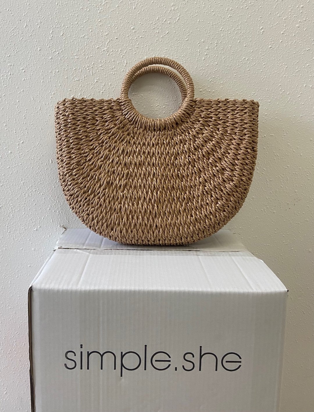 simple.she 草织天然色手挽袋 - 手提包/手提袋 - 其他材质 卡其色