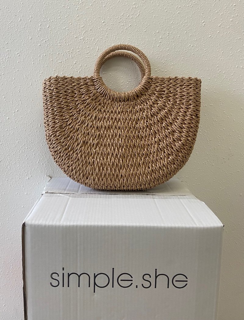 simple.she 草织天然色手挽袋 - 手提包/手提袋 - 其他材质 卡其色