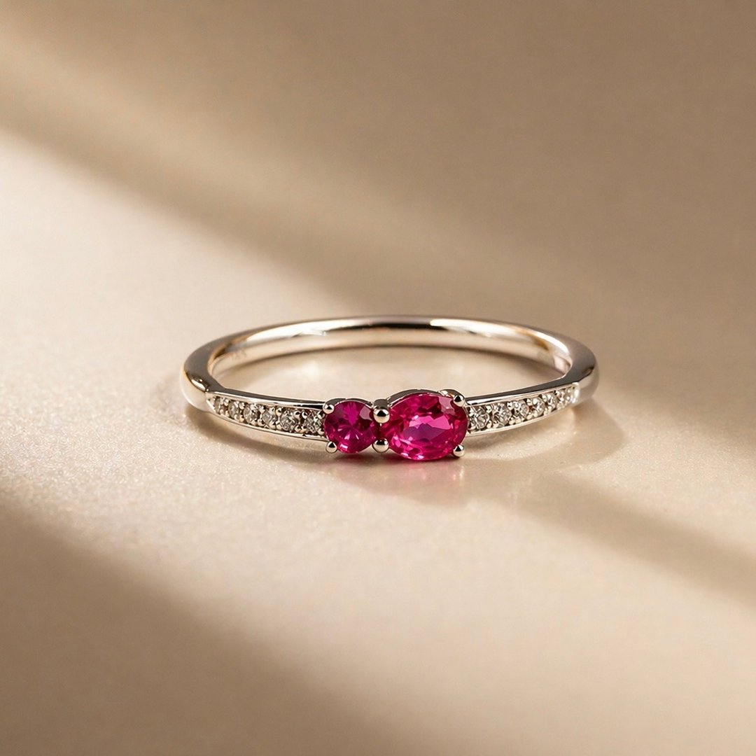 Peninsula 绯光双心 天然红宝石 14K 金戒指【美丽华专柜】 - 戒指 - 宝石 红色