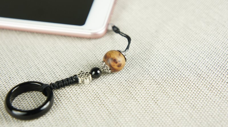 绝美肖楠瘤花木珠手机吊饰 - 吊饰 - 木头 咖啡色