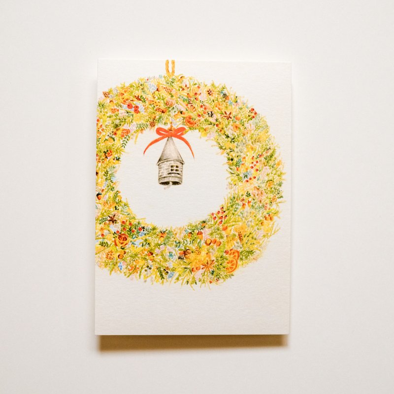 明信片 圣诞卡片  鼹鼠家的圣诞节花圈 - 卡片/明信片 - 纸 多色