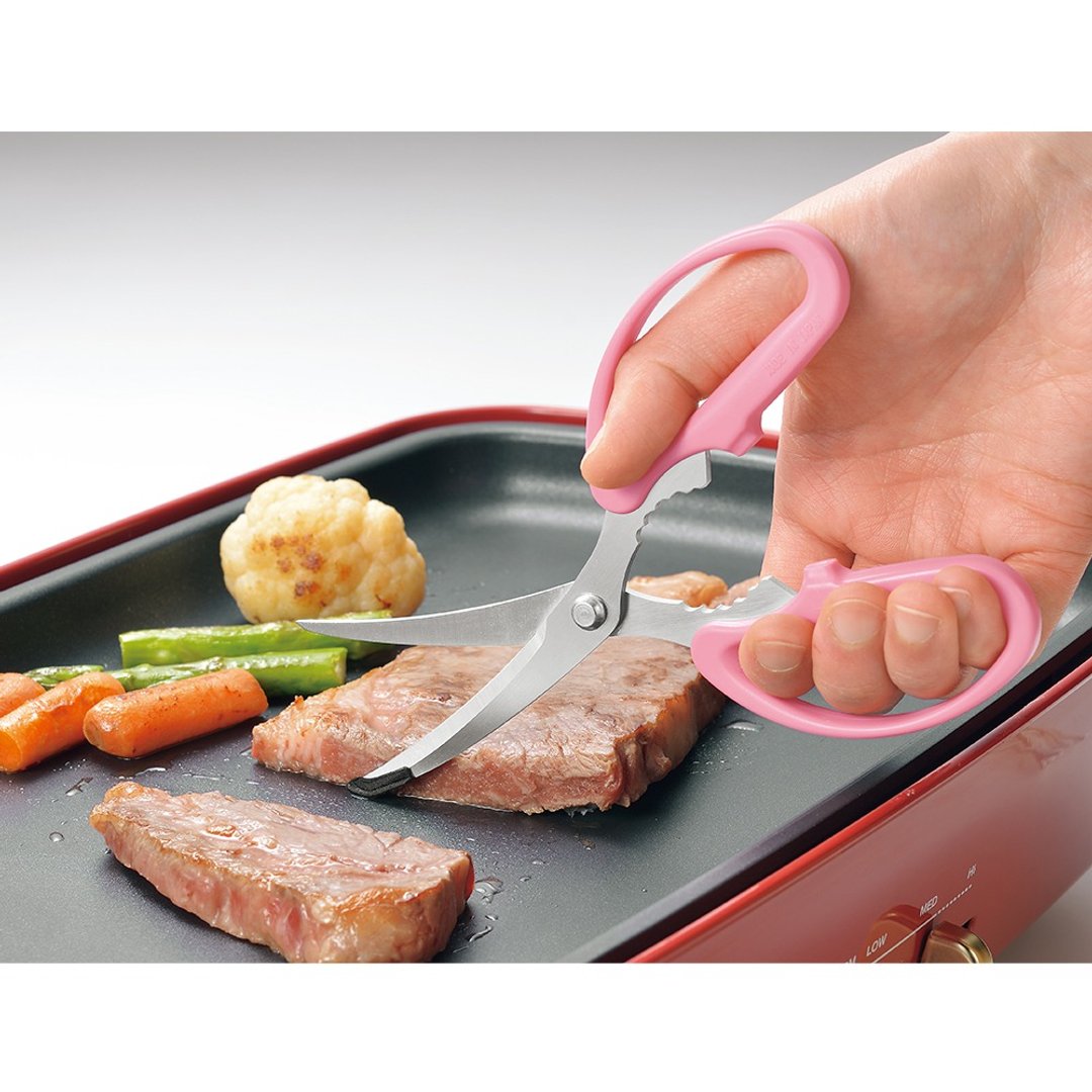 【日本下村工业Shimomura】粉色烤盘专用料理剪刀 YP-402 - 厨房用具 - 不锈钢 粉红色