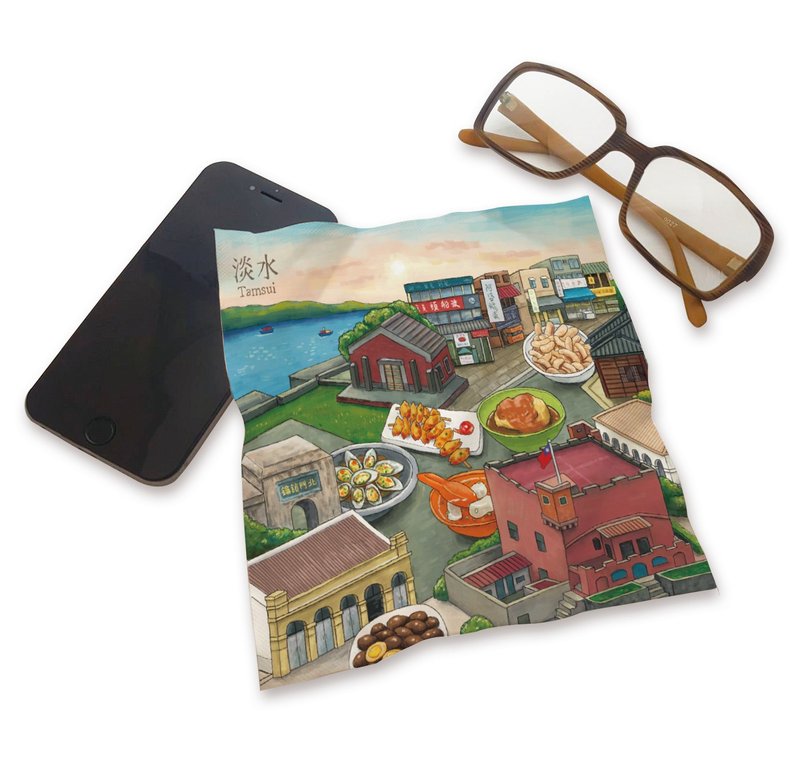 【布漾】印花万用布 印象淡水 超细纤维=手机=平板=笔电=台湾特色 - 眼镜盒/眼镜布 - 其他材质 多色