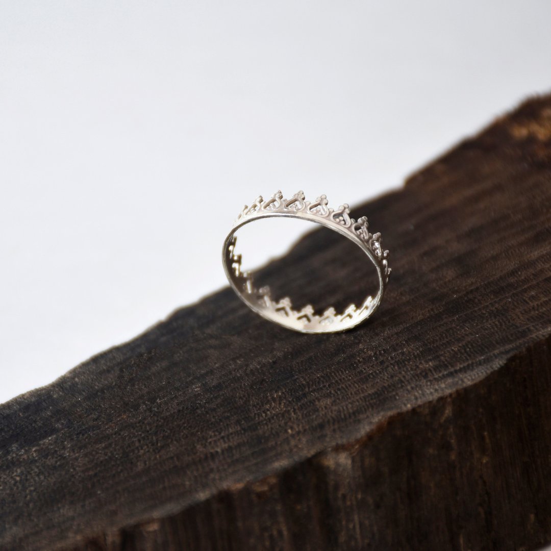 手工制简约蕾丝边款925银戒指 // Lace Ring - 戒指 - 纯银 银色