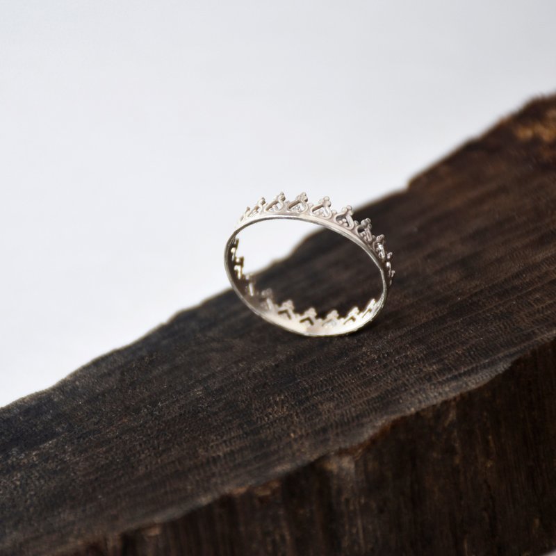 手工制简约蕾丝边款925银戒指 // Lace Ring - 戒指 - 纯银 银色