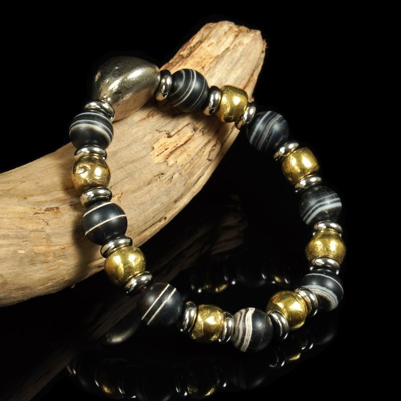 缅甸塔型银金合金达隆咒珠-西亚药师玛瑙珠手串 - 手链/手环 - 其他材质 