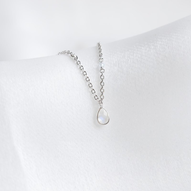 月光石925纯银水滴宝石topaz果实项链 - 项链 - 宝石 蓝色