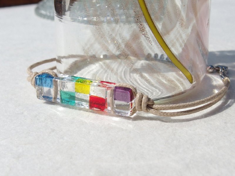 [Rainbow] Rainbow-colored glass (Niji [Colorful]) Bracelet / Anklet [Length, metal-free choice] [Made to order] - 手链/手环 - 玻璃 多色