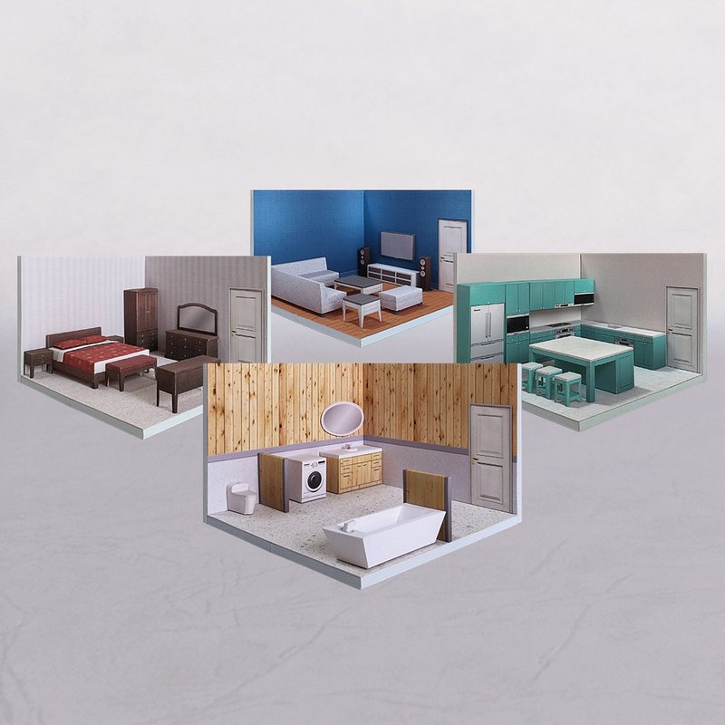 【Goody Bag】- 场景袖珍屋 - RoomBox #002 - D - 木工/竹艺/纸艺 - 纸 多色