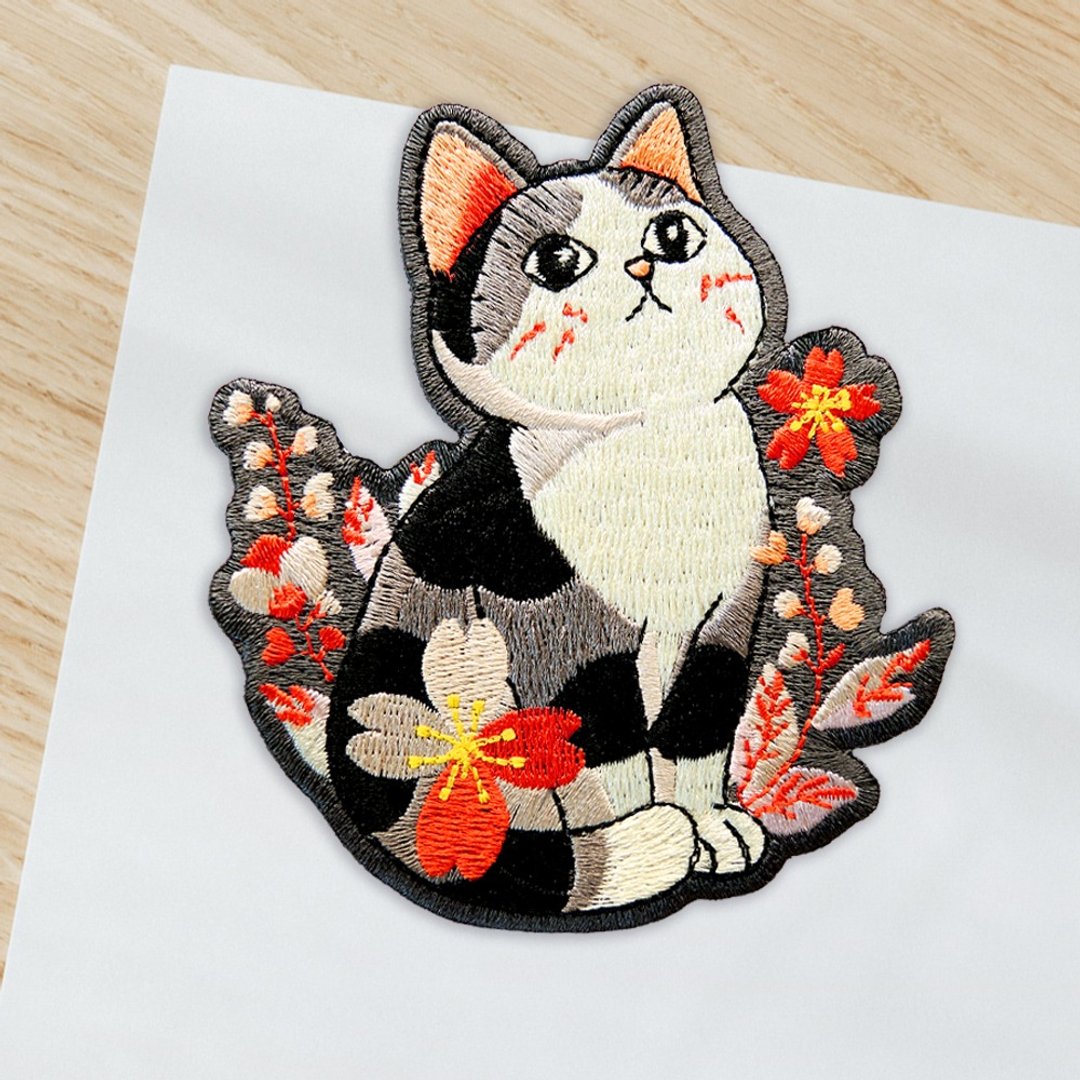 【刺绣布贴】Japanese Style Sakura Cat 和风樱花猫 - 其他 - 绣线 