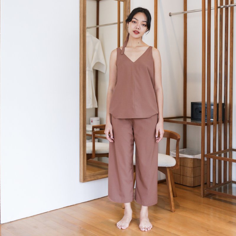 Heima set 意大利真丝裤套装 : 可可棕 / 便服 - 居家服/睡衣 - 聚酯纤维 咖啡色