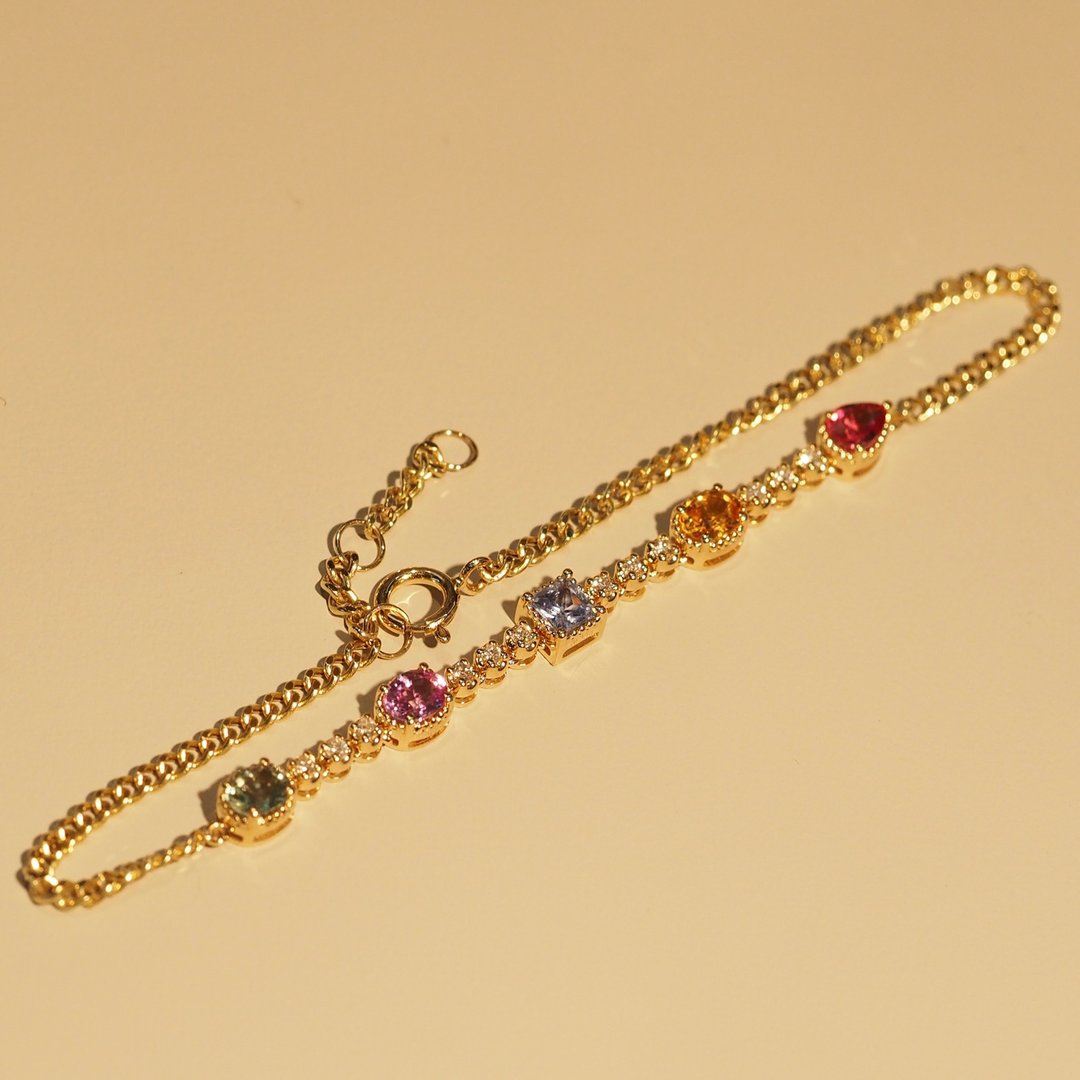 18K金多色宝石手链18K Gold Multi-Colored Sapphires Bracelet - 手链/手环 - 贵金属 