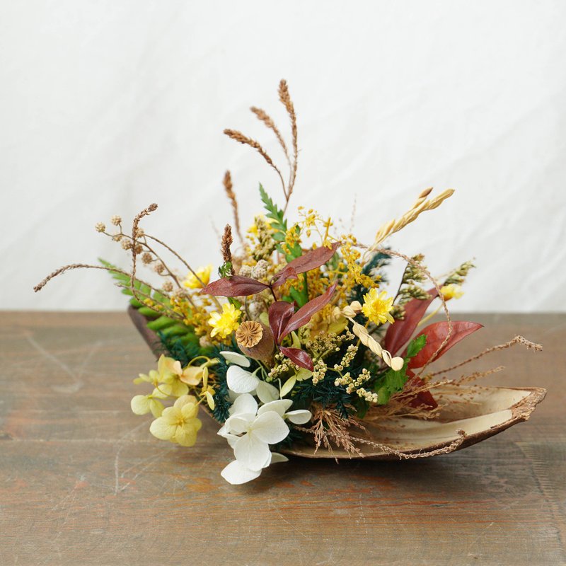 【天然木荚系列】秋枫半月圆 桌上摆饰 - 干燥花/捧花 - 植物．花 