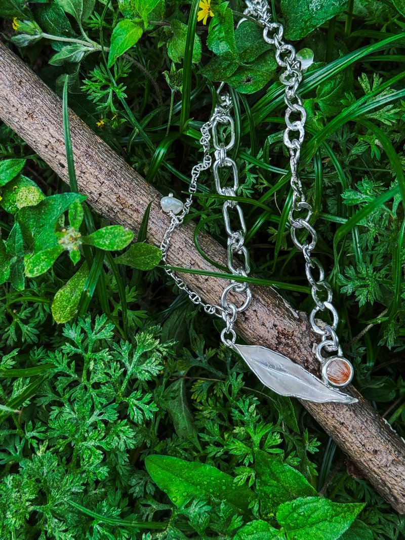 925银不对称设计项链 | 疗愈系手工银饰 | 铜钛晶蛋面 日常百搭 - 项链 - 纯银 