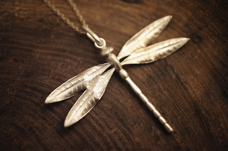 925 纯银蜻蜓吊咀 连18寸银链 - 手作 (MW P1093) - 项链 - 纯银 银色