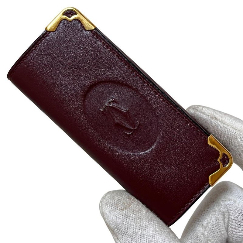 正品 Cartier 卡地亚 钥匙圈 4连 经典系列 皮革 酒红色 9成新 - 钥匙链/钥匙包 - 其他材质 红色