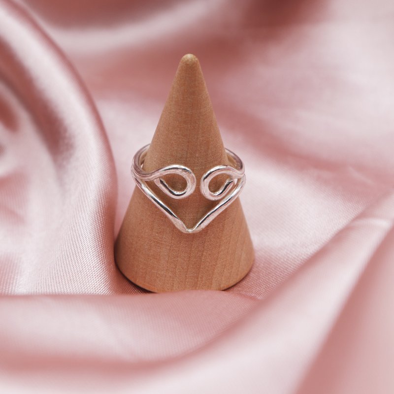 艺点素戒 - 线型爱心 - 戒指 - 纯银 银色
