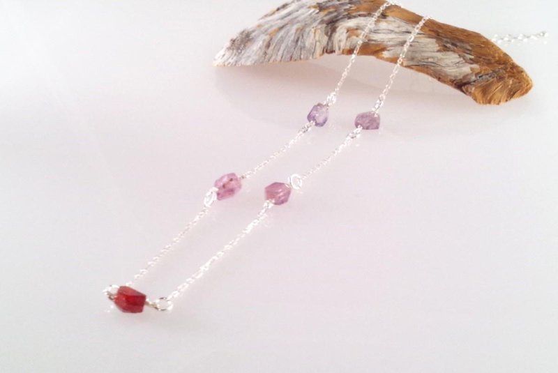 Spinel Gemstone Silver Necklace - 项链 - 其他金属 银色