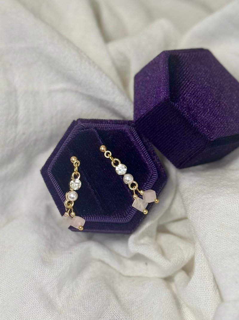 水晶系列 - 雅致粉晶耳环 - 耳环/耳夹 - 水晶 粉红色