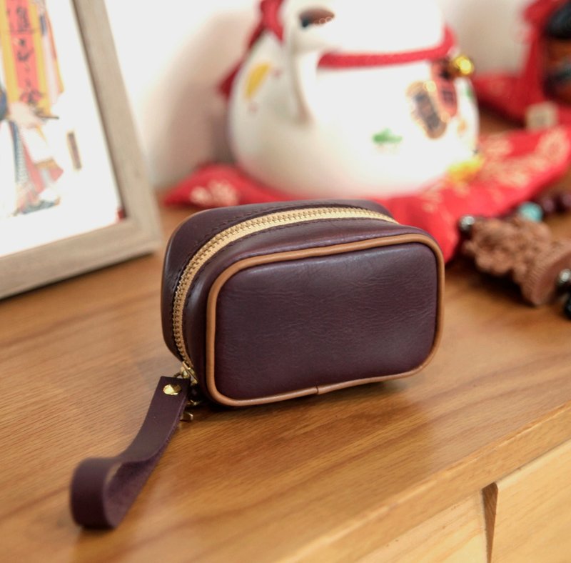 皮革diy材料包/完成品 拉链收纳包 核桃/手串/文玩包 定制刻字 - 皮件 - 真皮 