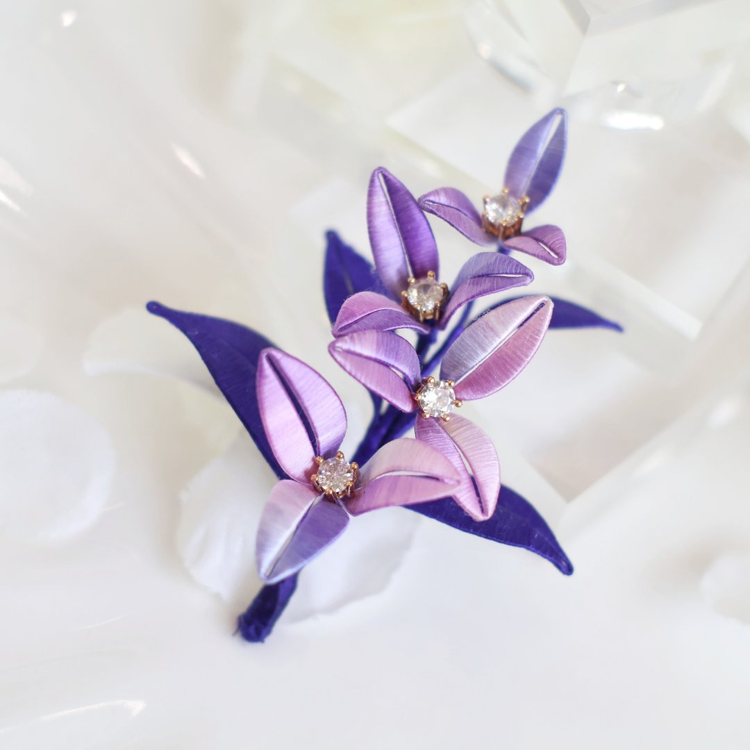 幻彩紫红 兰花 百合花 大家 - 发饰 - 丝．绢 紫色