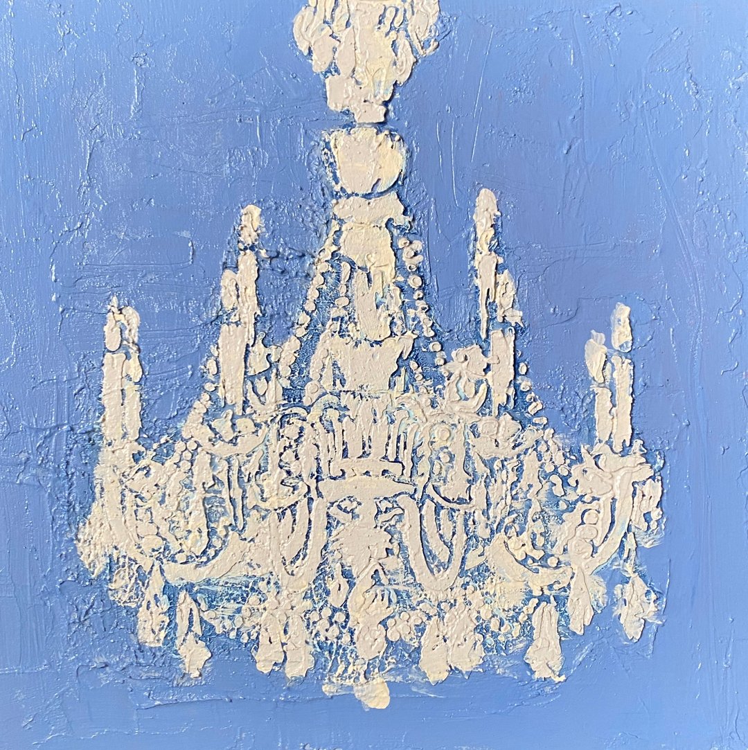 古董枝形吊灯原画墙壁装饰抽象室内艺术 - 墙贴/壁贴 - 其他材质 蓝色