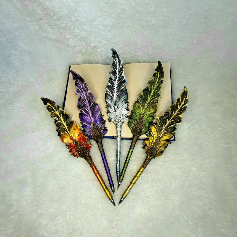 ballpoint pen,皮革羽毛笔,凤凰,狮鹫,婚礼签名笔,dip pen,礼物 - 圆珠笔/中性笔 - 真皮 多色