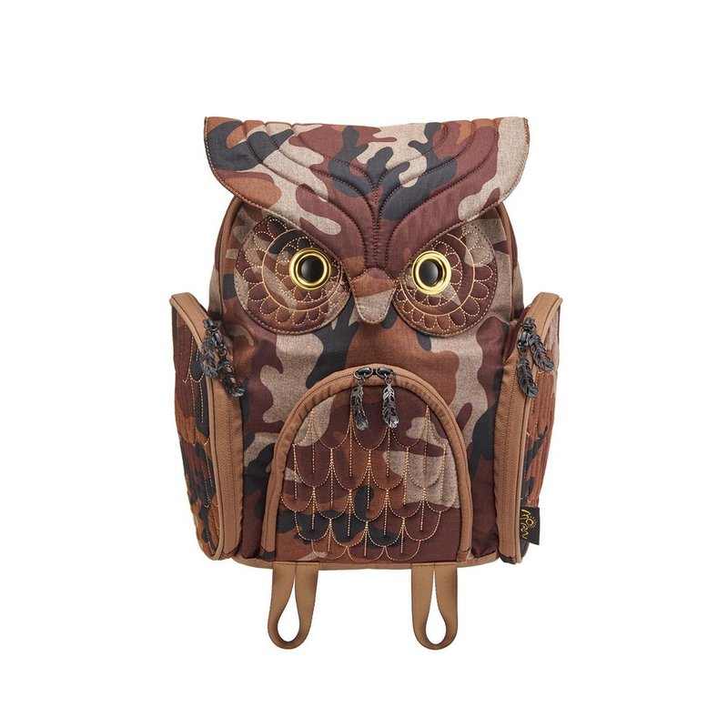 【老朋友限定礼】Morn Creations 正版经典猫头鹰-迷彩(M) - 后背包/双肩包 - 其他材质 咖啡色