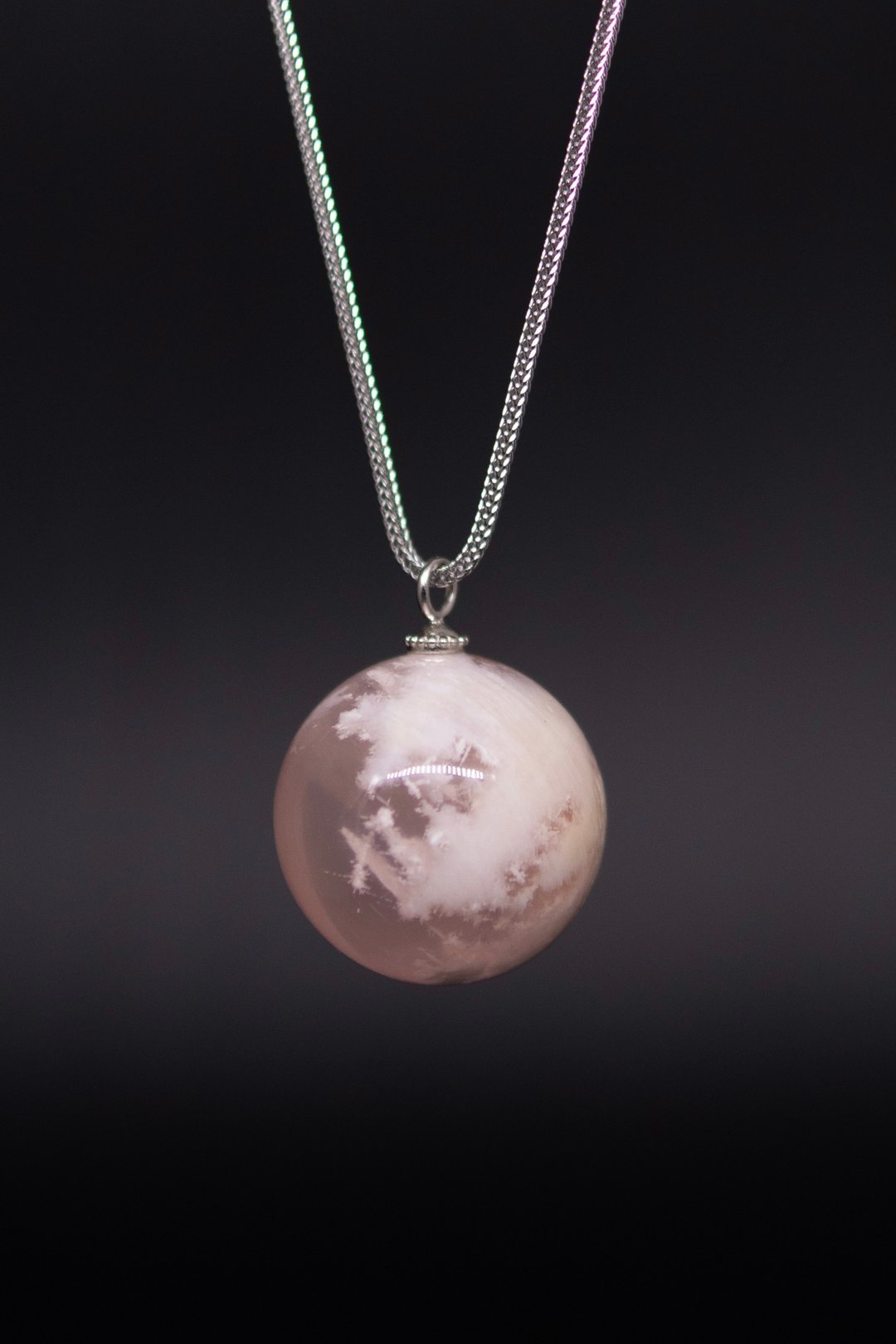 粉晶雪花幽灵球 极美浪漫景致 增加魅力 辟邪安神 - 项链 - 水晶 