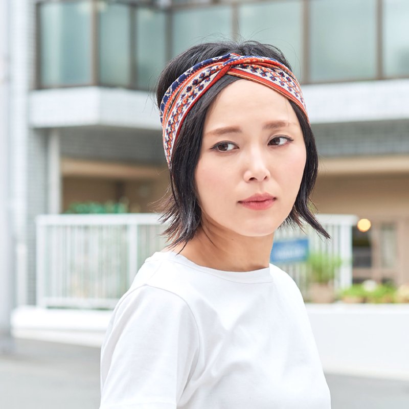 女士纯棉发带，土耳其地毯设计，波西米亚头巾，轻盈柔软 - 发饰 - 棉．麻 红色