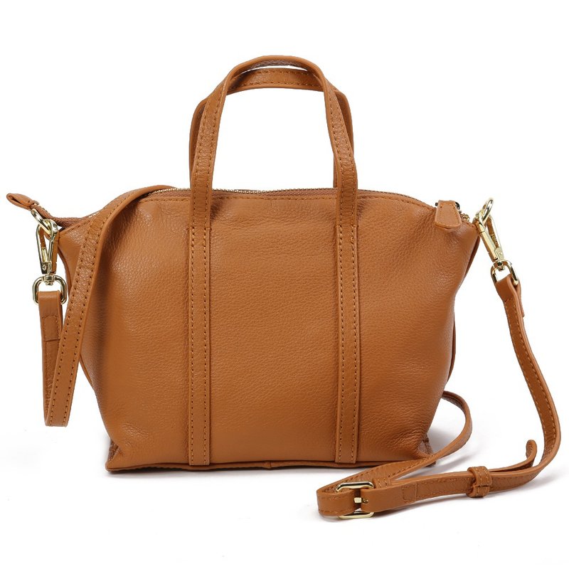 真皮革_时尚托特_橡树果色_可斜背 - 手提包/手提袋 - 真皮 金色