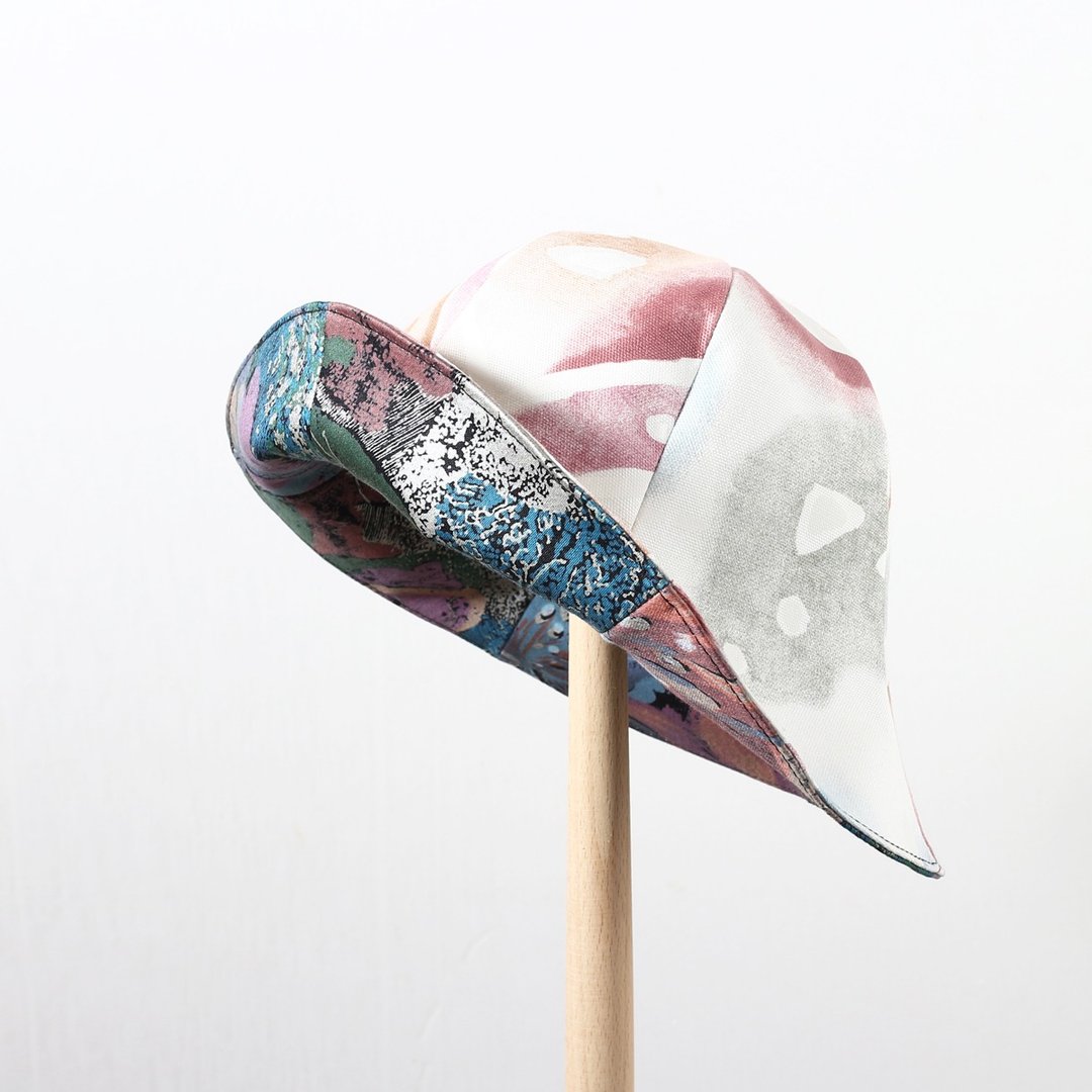 JOJA│[限量] 日本老布：银漆 x 粉彩 / 双面花形帽 - 帽子 - 棉 多色